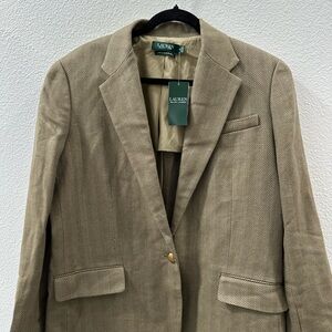 Lauren Ralph Lauren Wilona Herringbone Tweed Long Sleeve Blazer 16 NWT $345